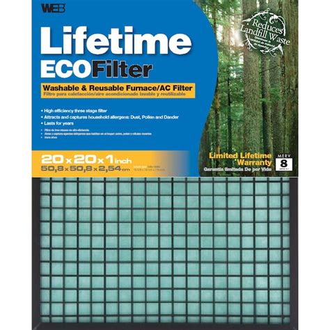 WEB 20-in W x 20-in L x 1-in Washable MERV 8 Furnace AC Filter ...