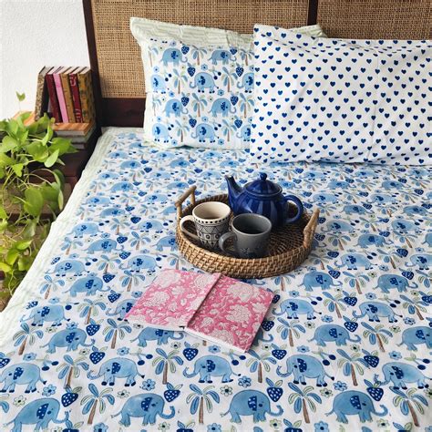 HAATI MERE SATHI -Cotton Hand Block Printed Jaipuri Bedsheet Thread Co ...