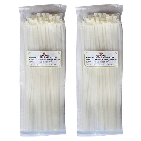 OVG Nylon Self Locking Cable Ties, White (300 mm × 3.6mm, 12 Inch, Pack ...