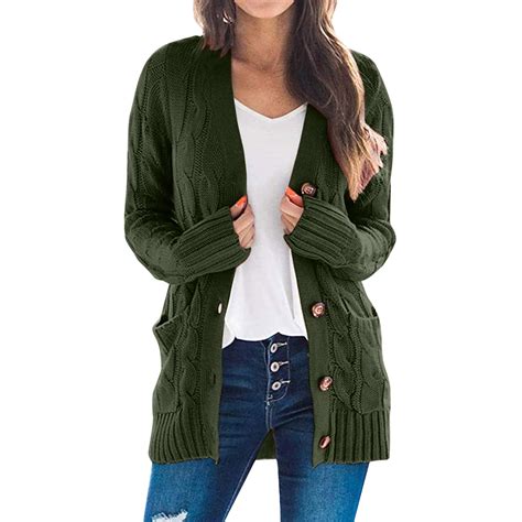 Baberdicy Women's Open Front Cardigan Sweaters Fashion Button Down ...
