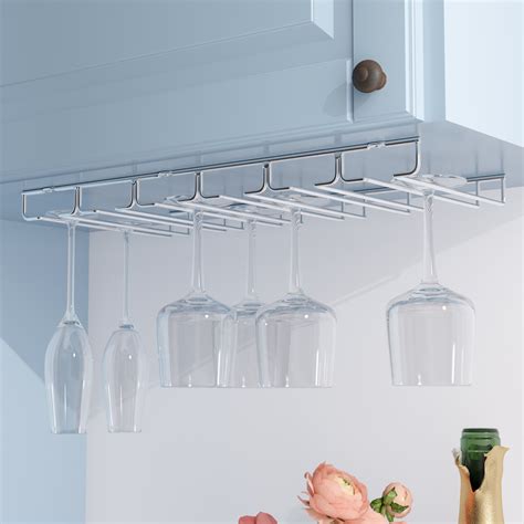 Rebrilliant Prewitt Hanging Wine Glass Rack in Silver & Reviews | Wayfair