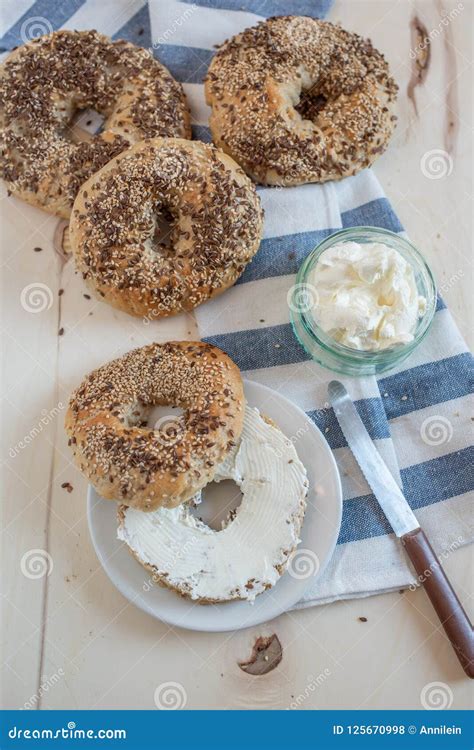 Home Made Whole Grain Bagels Stock Photo - Image of food, honey: 125670998