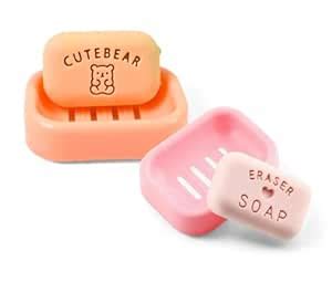 AMYCAUR Pack of 2 Pcs Cute 3D Bathing Soap Shape Erasers for Kids ...