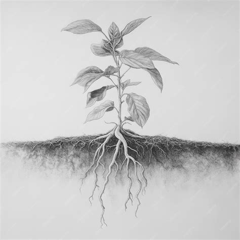 A drawing of a plant with the roots exposed | Premium AI-generated image
