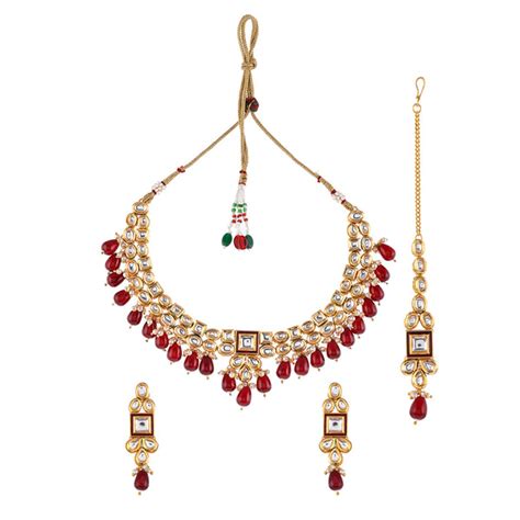 Kundan Elegance Square Cut Kundan Beaded Maang Tika Set – VOYLLA