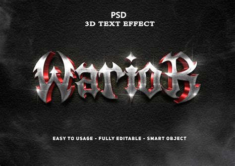 3d warior text style effect | Premium PSD