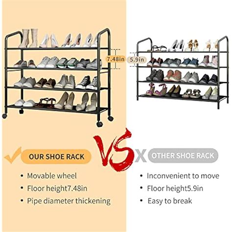 LEAIJIAFY Metal Shoe Rack with Wheels, Non-Woven Fabric Shoe India | Ubuy
