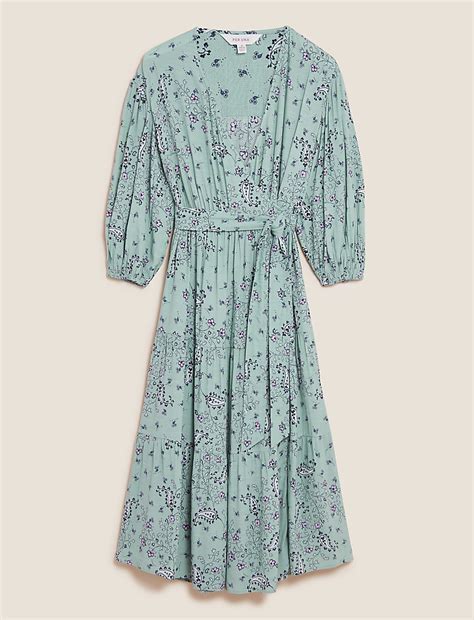 Buy Paisley Floral V-Neck Midi Wrap Dress at Marks & Spencer