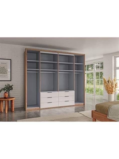 John Lewis Osaka 2.5m Bi-Fold Wardrobe with 2 Glass Doors, 4 Mirrored ...