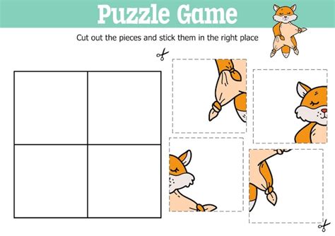Lernpuzzlespiel für Kinder zum Schneiden und Kleben von Teilen mit ...