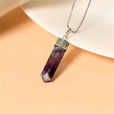 Buy Amethyst Pencil Pendant Necklace for Peace Online in India ...