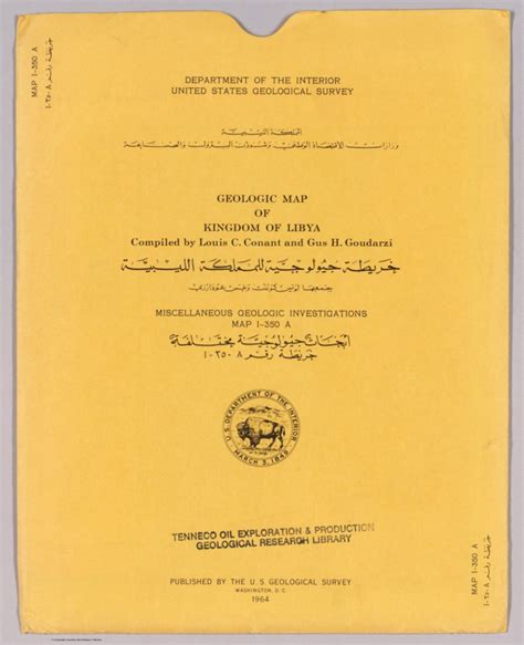 Covers: Geologic map of the Kingdom of Libya. USGS Miscellaneous Geological Investigations, Map ...