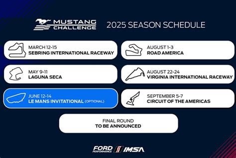 Ford Performance Unveils 2025 Mustang Challenge Schedule | IMSA