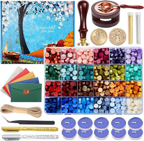 Comealltime Wax Seal Kit with Gift Box, 624 Pcs Wax Seal Beads with 2 ...
