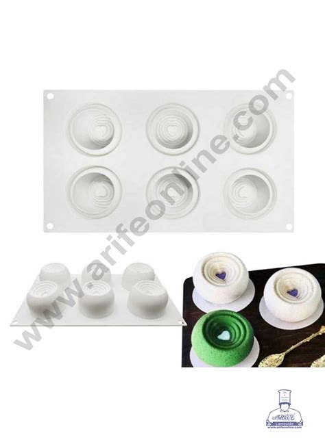 CAKE DECOR™ 6 Cavity Round Heart Shape Silicon Muffin Mould Silicon Cu ...