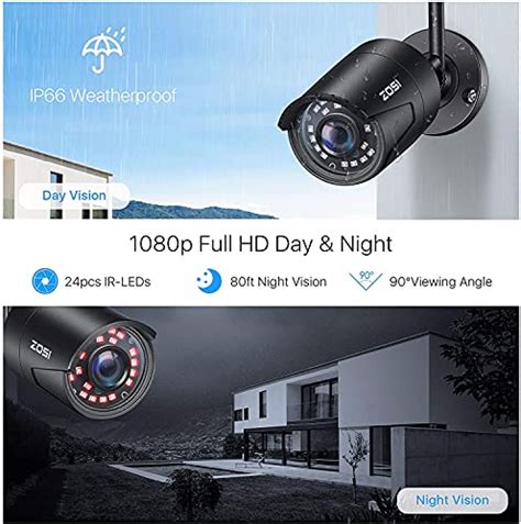 Buy ZOSI H.265+ 8CH 1080P Wireless Security Cameras System Outdoor ...