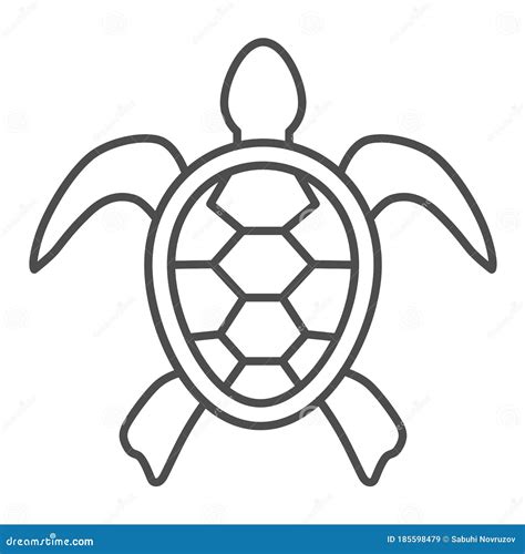 Sea Turtle Thin Line Icon, Ocean Animals Concept, Tortoise Sign on ...
