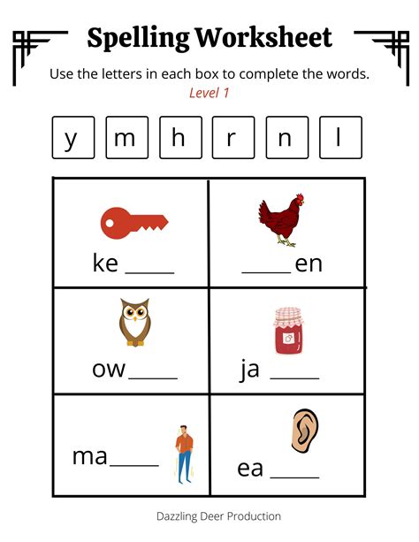 Free Spelling Practice Worksheets For Kindergarten