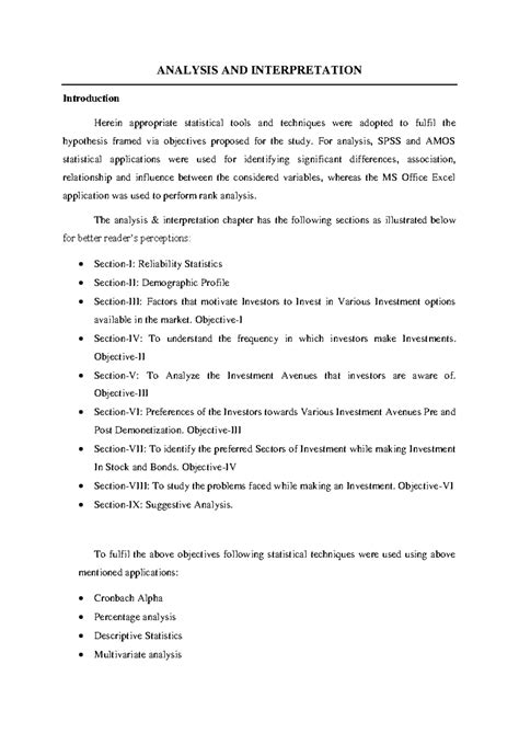 Statistical analysis - vdd - ANALYSIS AND INTERPRETATION Introduction ...