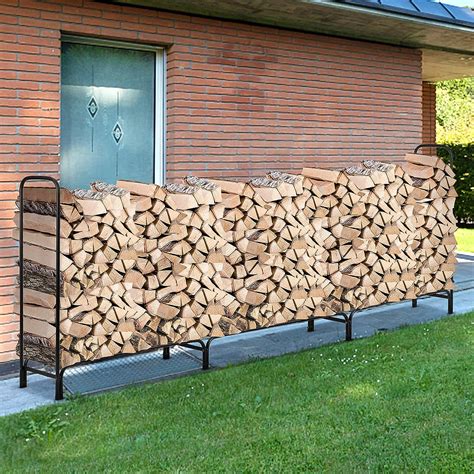 Buy SINGLYFIRE 12ft Firewood Rack Outdoor Firewood Storage Rack Heavy ...