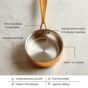 Brass Saucepan 1.5L Hammered Kalai