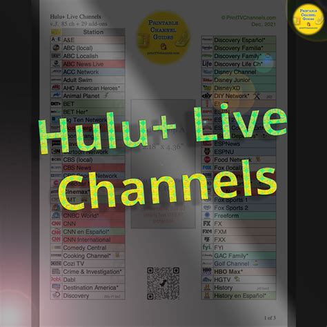 Printable Hulu List of Channels - Free Print Friendly PDF Channel Lineup