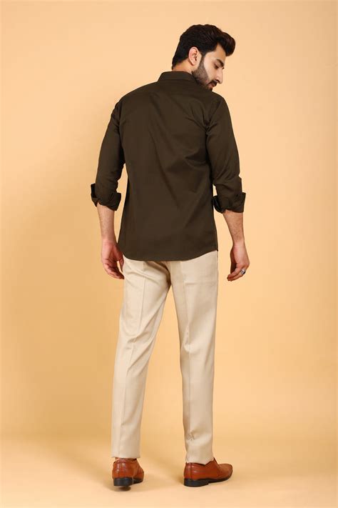 Bluebird Men's Dark Chocolate Premium Satin Shirt - Veshbhoshaa