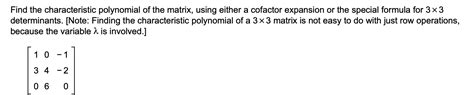Image result for Characterisitc Polynomial Matrix