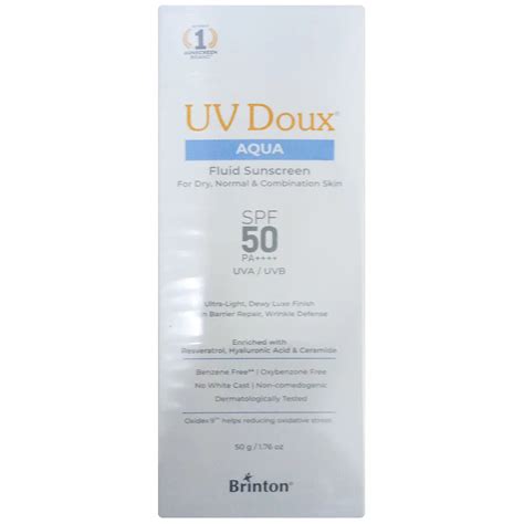 UV Doux Aqua Fluid Sunscreen SPF 50 PA++++ For Dry, Normal & Combinati ...