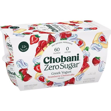 Chobani Zero Sugar Strawberry Cheesecake Greek Yogurt - Shop Yogurt at ...