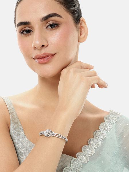 Royal Kada with Square CZ Glam Accents - Silver – Peora