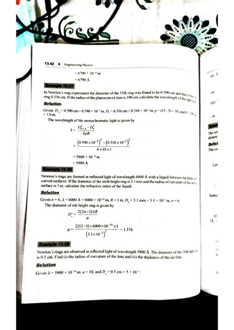 Newton's ring neumericals examples in book cengage - X Fees AVA 13 ...