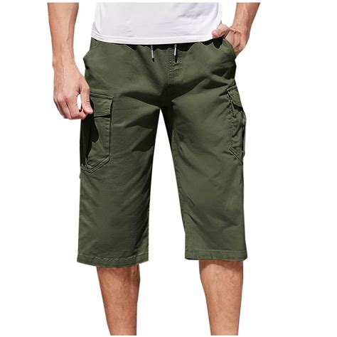 Cargo Capri Pants for Men Relaxed Fit Elastic Waist Capris Casual ...