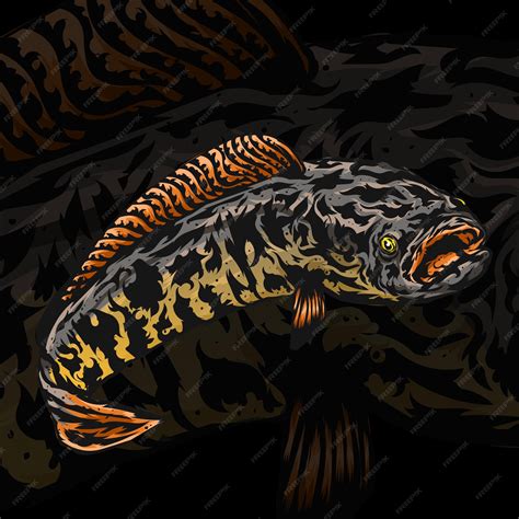 Fresh water channa fish illustration design | Premium Vector
