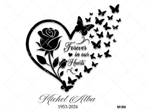 Memorial Butterflies Flying From Heart SVG, Rose Remembrance (SVG, PNG ...