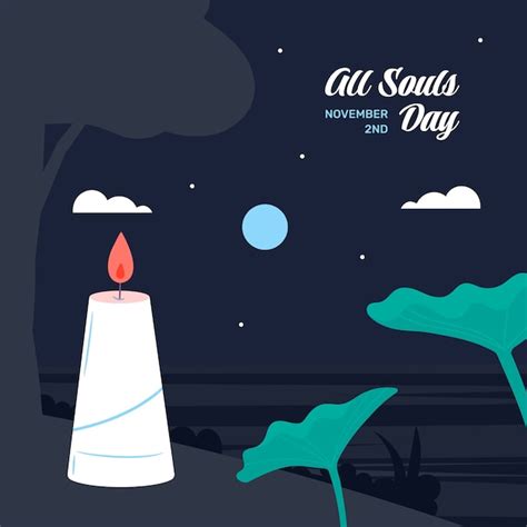 Flache Allerseelen-Tagesillustration | Kostenlose Vektor