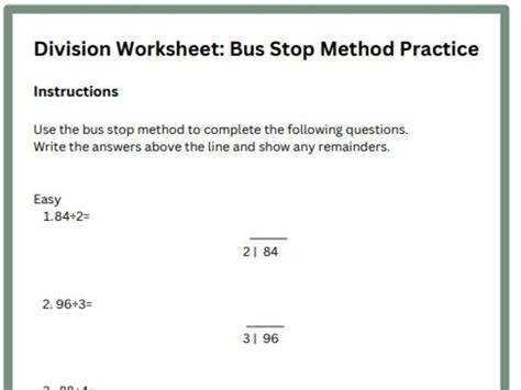How to Use Bus Stop Method Division 的图像结果