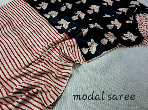 Exclusive Vanaspati Hand Blocks prints Modal Silk Saree – Baagru India