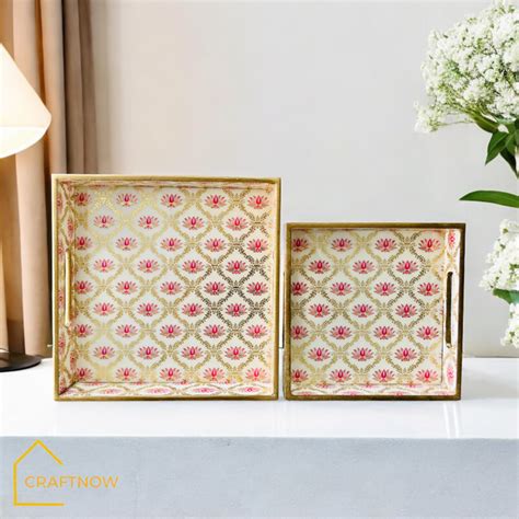 Premium Wooden Square Tray Set of 2 – CRAFTNOW