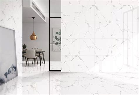 Statuario Classic Marble Look Glossy Porcelain Tile - Miami Flooring ...