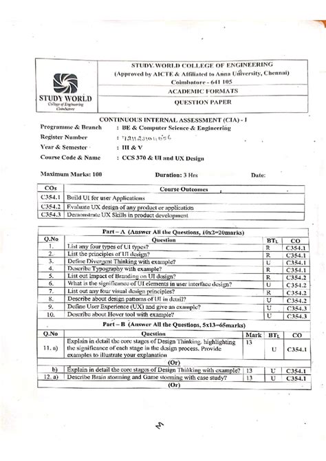 CCS 370 UI and UX Design - Continuous Internal Assessment I - Studocu