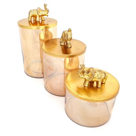 Glass Containers Set of 3 with Elephant Designed Lid – Natriel