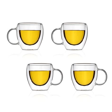 Double Wall Glass Cuppa Tea Mugs (150 ml) (Pack of 4) – EZ Life