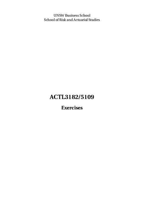 Tut M3 ACTL3182 2025 - Derivative Securities Exercises and Solutions - Studocu