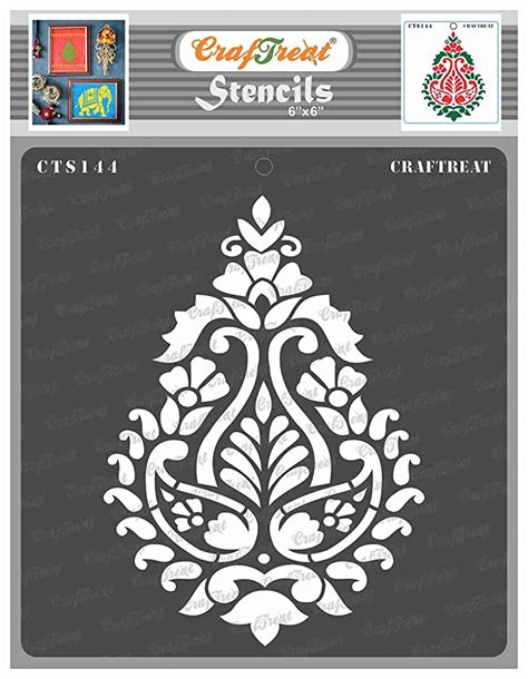 CrafTreat Stencil - Paisley Damask | Reusable Painting Template for Art ...