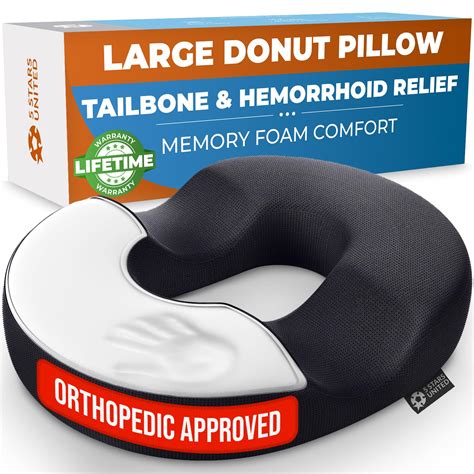 5 STARS UNITED Donut Pillow Hemorrhoid Tailbone Cushion – Large Cushion ...