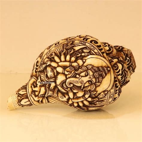 Elegant 12 Arms Ganesh Hand Carved from Conch Shell – Craftview