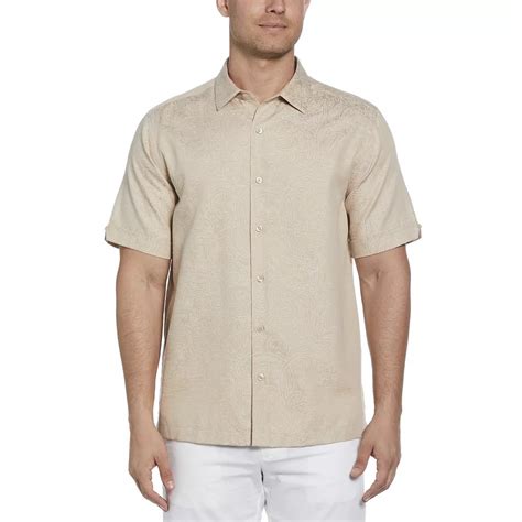 Men's Cubavera Jacquard Abstract Floral Paisley Print Short Sleeve ...