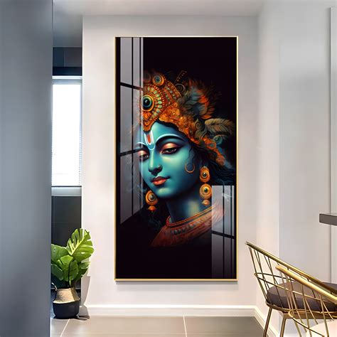 Lord Shree Krishna Premium Acrylic Vertical Wall Art - The Next Decor