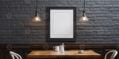 AI generated mockup sign on a brick wall in cafe. Space for your text ...